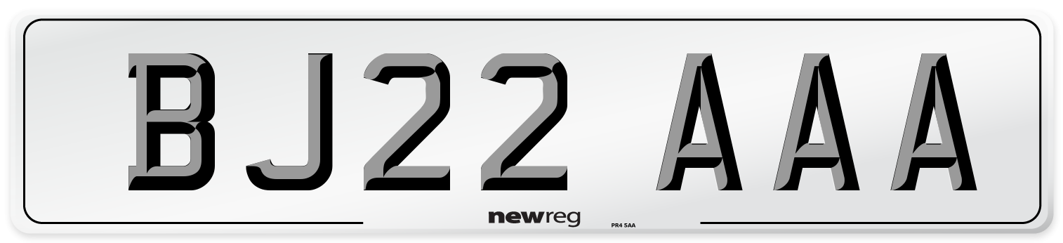 BJ22 AAA Number Plate from New Reg
